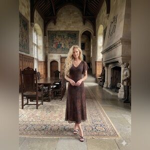 Lauren Ralph Lauren Silk Burgundy Paisley Midi/Maxi Dress